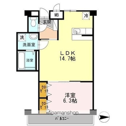 バンガーデン[1LDK/49.25m2]の間取図