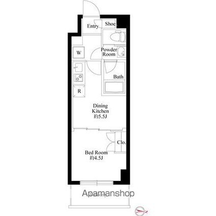 ハーモニーレジデンス高田馬場[1DK/25.5m2]の間取図