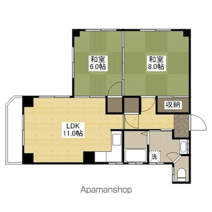 重岡ビル[2LDK/52m2]の間取図