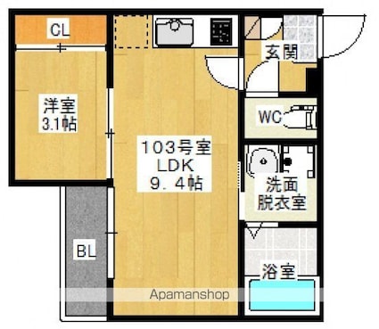 Ｇｒａｎｄｔｉｃ　ｅｓｐｏｉｒ[1LDK/30.76m2]の間取図