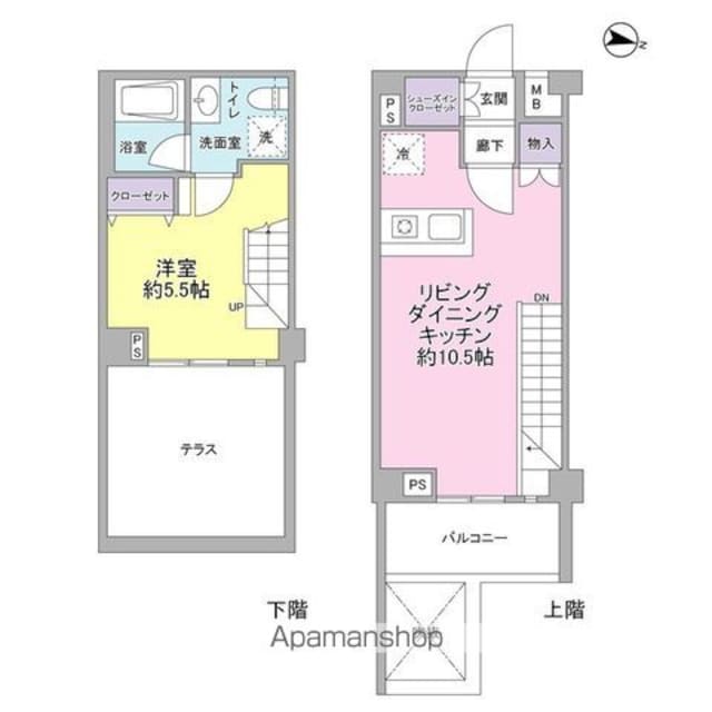サンピエス桜新町[1LDK/38.97m2]の間取図