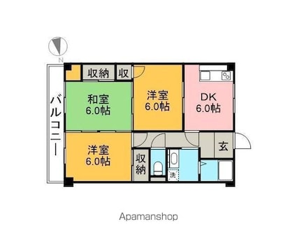 イーストハイツ[3DK/59.61m2]の間取図