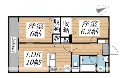 ガーデンヒルズ平泉東[2LDK/55.29m2]の間取図