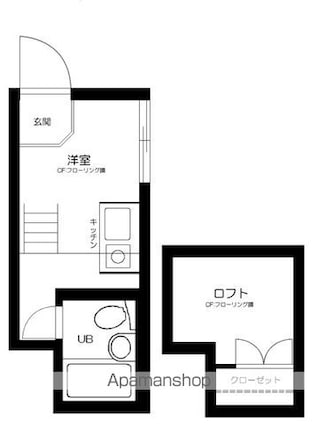 東京都目黒区駒場１丁目[1R/14m2]の間取図