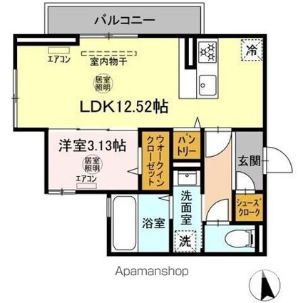 ロイヤルガーデン　ソラーナ[1LDK/40.38m2]の間取図