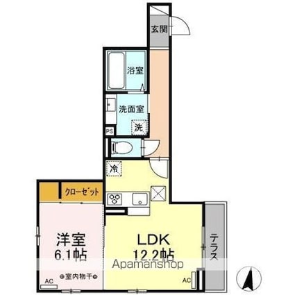 ディアコート上杉[1LDK/47.11m2]の間取図