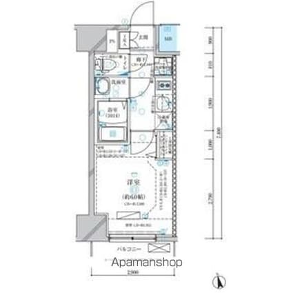 ディアレイシャス名古屋浄心[1K/21.46m2]の間取図