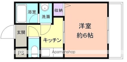 和歌山県和歌山市小松原５丁目[1K/21.66m2]の間取図