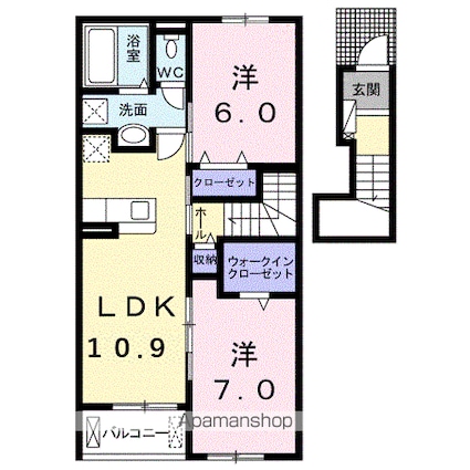 ルソンドプランタン[2LDK/58.67m2]の間取図
