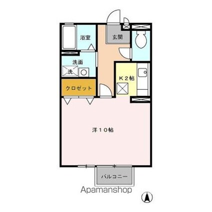 グリーンファーム[1K/33.6m2]の間取図