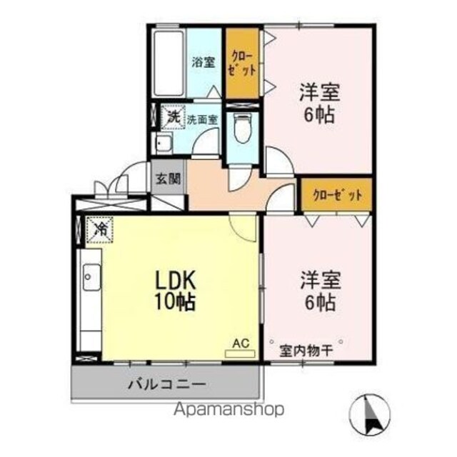 ペイサージュ　ＡＣ[2LDK/52.16m2]の間取図
