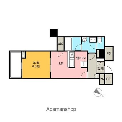 ＴＨＥ　ＴＯＫＹＯ　ＴＯＷＥＲＳ　ＭＩＤＴＯＷＥＲ[1DK/48.1m2]の間取図