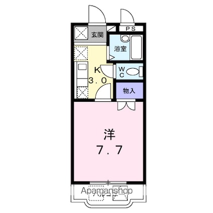 サンフラワー[1K/24.28m2]の間取図