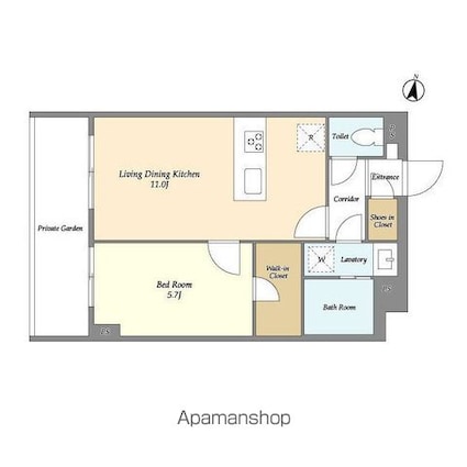 メゾンドオンディーヌ[1LDK/41.3m2]の間取図