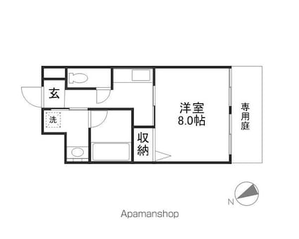 滋賀県草津市野路東４丁目[1K/26.27m2]の間取図