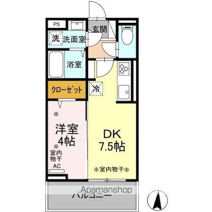 リヴェール中御所　Ｃ[1DK/30.05m2]の間取図