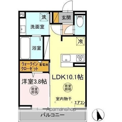 ＰｒｉｍｅｕｒⅢ（プリムールスリー）[1LDK/36.74m2]の間取図