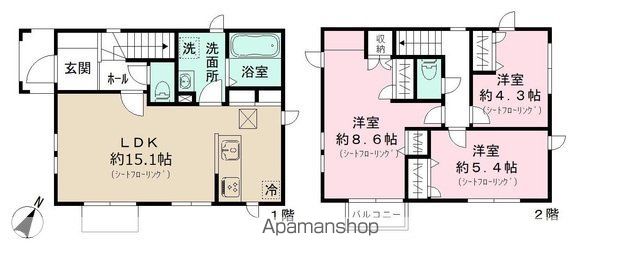 さいたま市見沼区 2階建 築2年の間取り写真