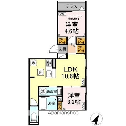 セレスティア柴又ＩＩＩ[2LDK/41.78m2]の間取図