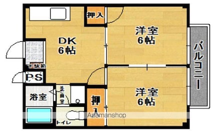 福島県郡山市島２丁目[2DK/39.74m2]の間取図