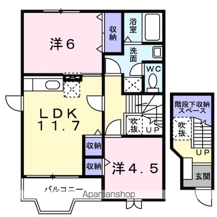 ハーヴェスト飯山　Ａ[2LDK/58.12m2]の間取図