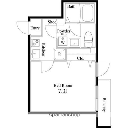 プラージュ早稲田[1K/23.18m2]の間取図