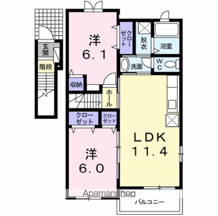 ソレイユ４番館[2LDK/57.07m2]の間取図