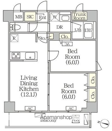 ＯＲＳＵＳ志村坂上[2LDK/55.4m2]の間取図