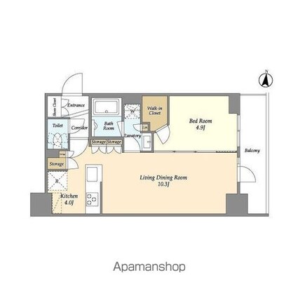 ドゥーエ亀戸[1LDK/44.1m2]の間取図