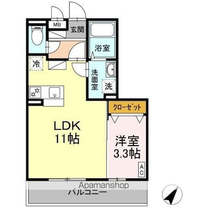 Ｂｉｚ　ＳＴＡＹ　弘前[1LDK/35.21m2]の間取図