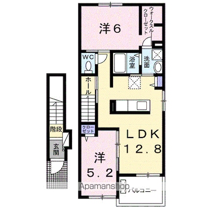 サニールーチェ　平須[2LDK/56.81m2]の間取図