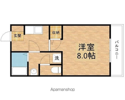 アヴニール湖都[1K/27.34m2]の間取図