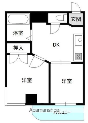 神奈川県横浜市神奈川区泉町[2DK/32.44m2]の間取図