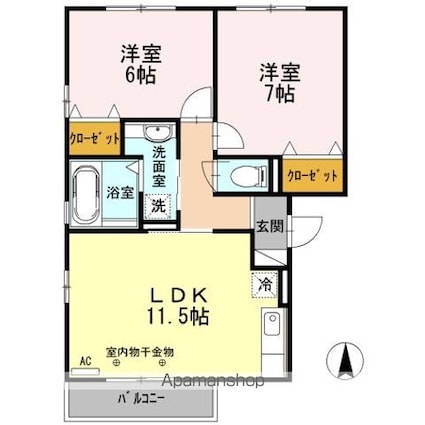 ウィルサクスィード[2LDK/57.14m2]の間取図