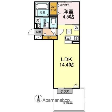 フローレス平田[1LDK/44.39m2]の間取図