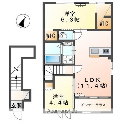 トロワリジェール[2LDK/58.17m2]の間取図