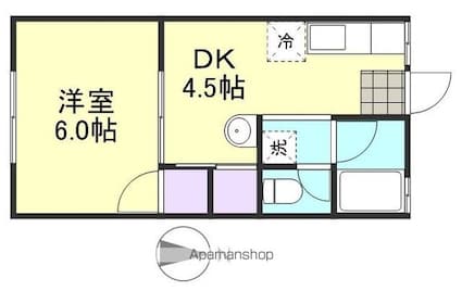 サーレ松島[1DK/26.49m2]の間取図
