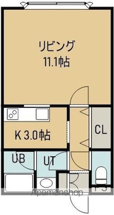 ノースヒル北美原[1K/29.55m2]の間取図