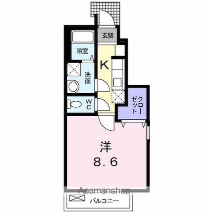 フローラ柴崎[1K/28.12m2]の間取図