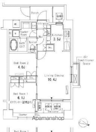 東京都世田谷区太子堂１丁目[2LDK/53.04m2]の間取図
