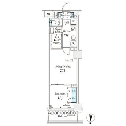 フロンティアレジデンス錦糸公園[1LDK/35.36m2]の間取図