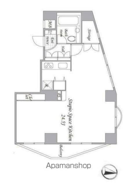 ユニーブル新宿西[1R/54.34m2]の間取図