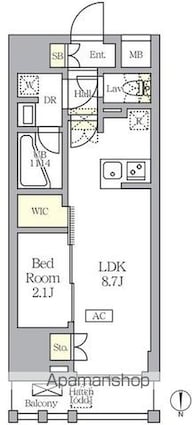 アジールコート王子[1LDK/29.1m2]の間取図