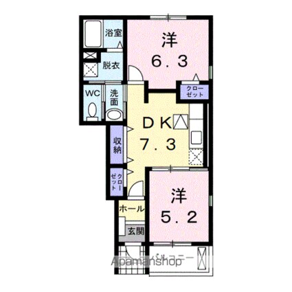 プランドール　３[2DK/46.49m2]の間取図