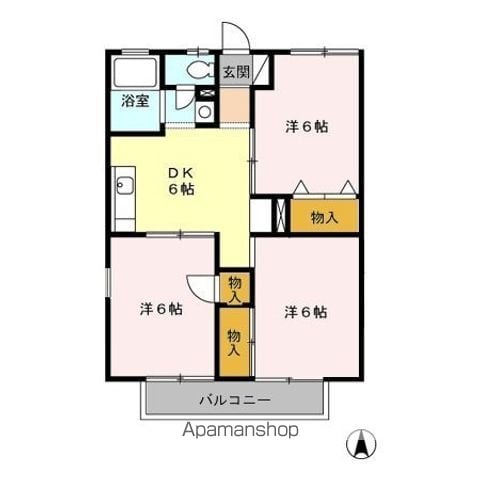 武蔵村山市中原のアパートの間取り