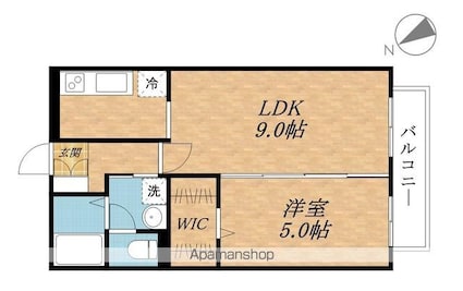 ユーメイン[1LDK/41.29m2]の間取図