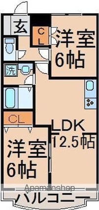 しゃんぐりらひる[2LDK/57m2]の間取図