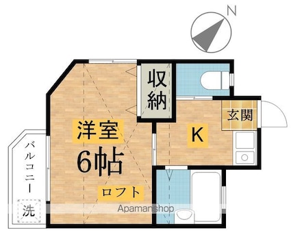 インデックスⅠ[1K/18.7m2]の間取図