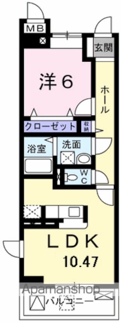 ベルエクセレント[1LDK/42.39m2]の間取図