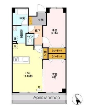 アビティ砧[2LDK/54.28m2]の間取図